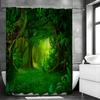 Wald Baum Grünzeug Grün Heilend Duschvorhang, Badezimmer Dekorativer Duschvorhang, Wasserdichter Duschvorhang mit Haken