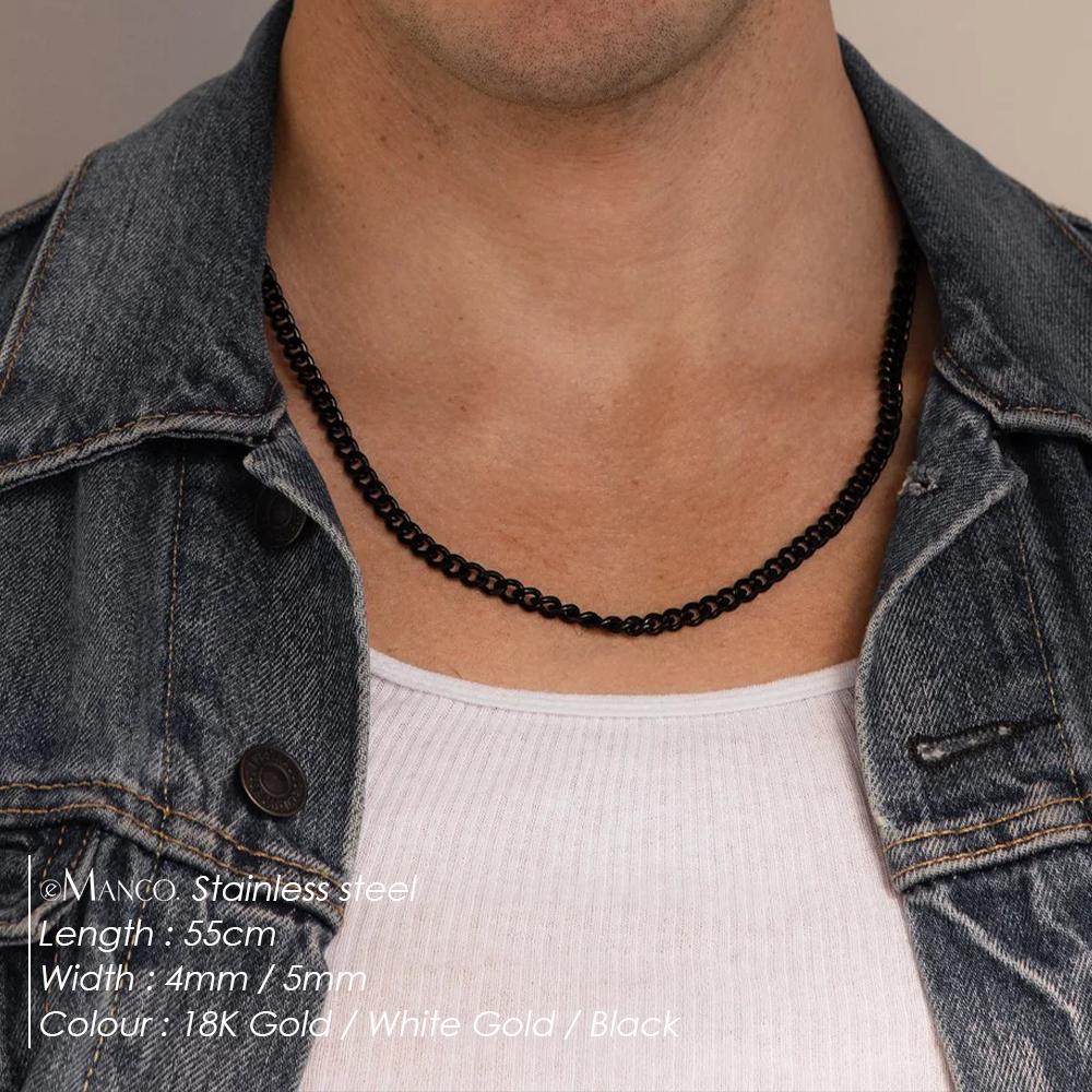 EMANCO Gold Color Stainless Steel Necklace Hip-Hop Style Cuban Chain Element Wear Trendy Fashion Men's Jewelry Necklaces