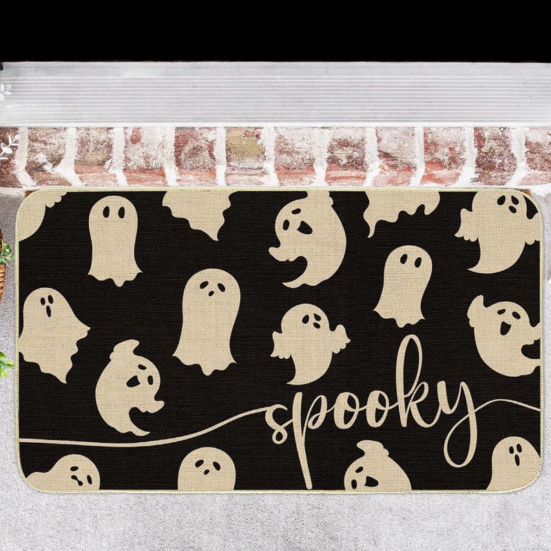 American Style Halloween Welcome Doormat Dirt Resistant Easy To Clean Entryway Rug Holiday Decorative Floor Carpet