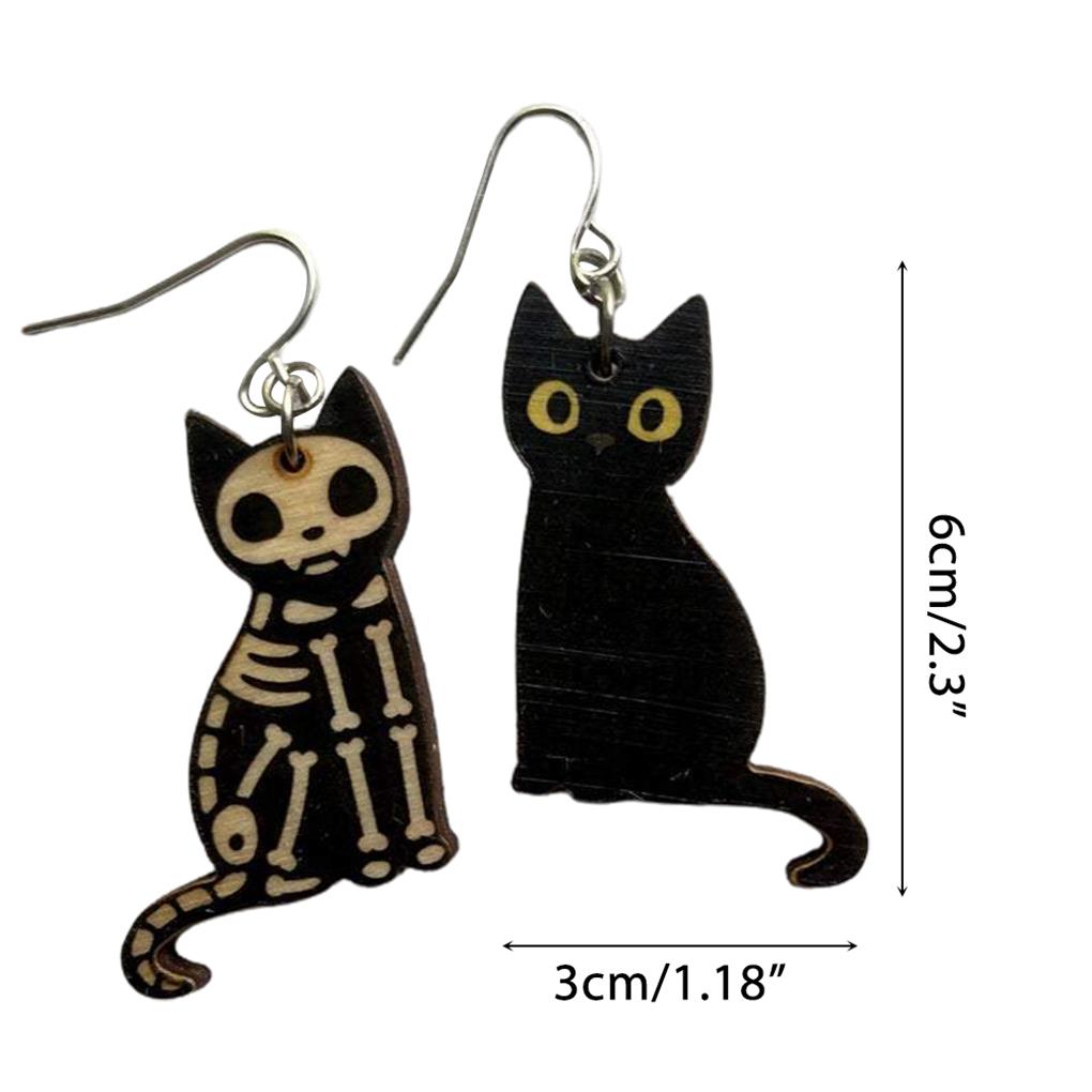 1 Pair Halloween Pendant Earrings Wood Cute Animal Holiday Party Engagement Decor Piercing Ear Drop Jewelry for