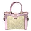 COACH basket straw Handbag leather Pink x Beige Women 4419 Used