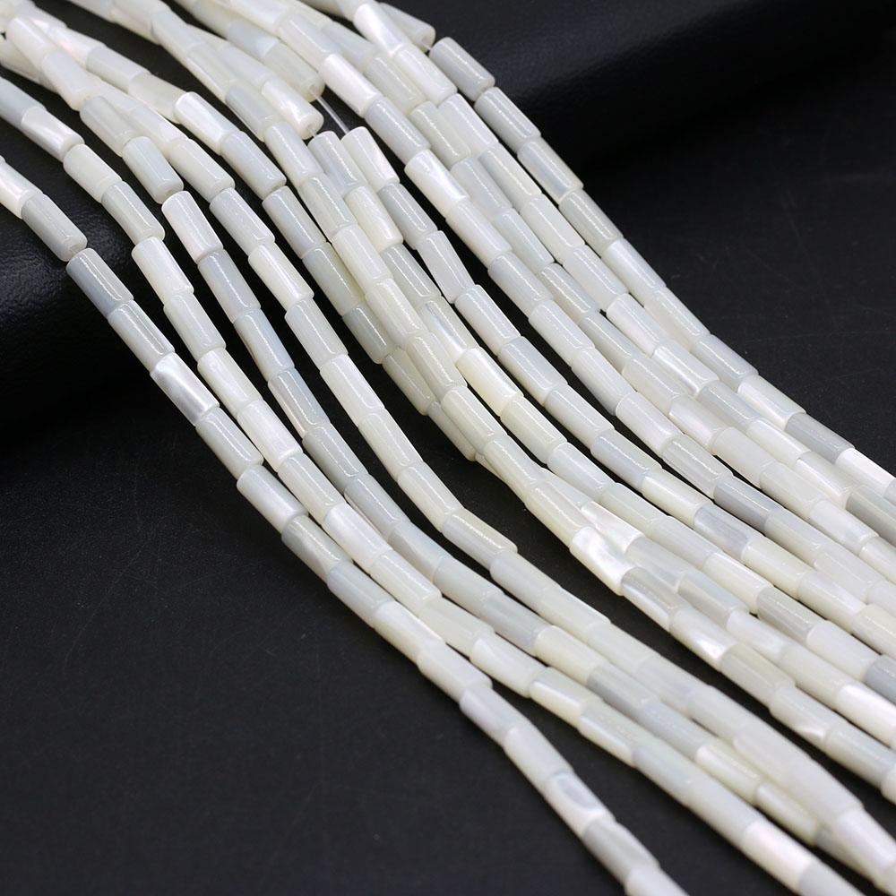 1 Strang Natürliche Süßwasser-Muschelperlen Weiß Rechteckliche Isolationsperlen Für Schmuckherstellung DIY Halskette Ohrringe Armband Perlen Zubehör