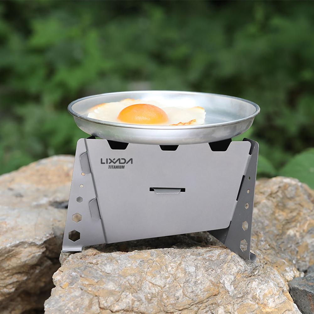 Lixada Folding Titanium Solidified Alcohol Stove for Outdoor Camping Hiking Backpacking