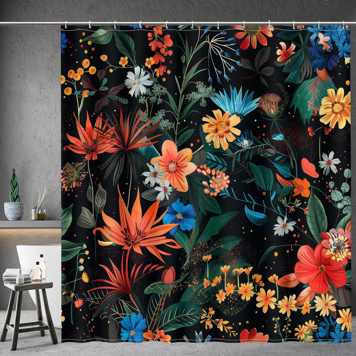 

Mandala Indian Bohemian Colorful Flowers Bath Shower Curtain Set With 12 Hooks For Adults Kids Bathroom Decor Accessories W60H190(CM)-1 Pcs