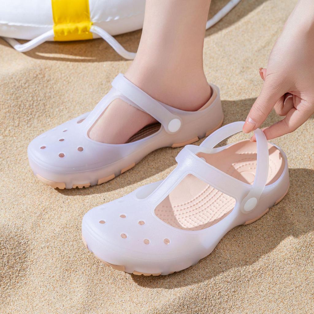 Women's Non-Slip Breathable Closed-Toe Jelly Sandals - Outdoor & Home Wear
