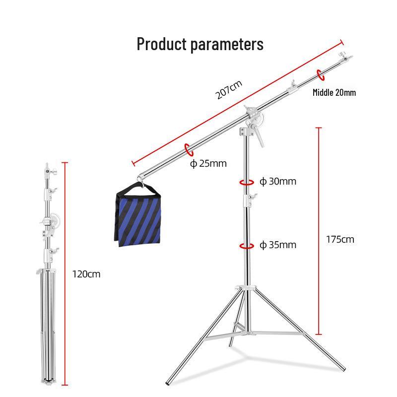Stainless Steel Dual-Use Tripod for LED Fill Light and Flash, Outdoor/Studio Photography Stand