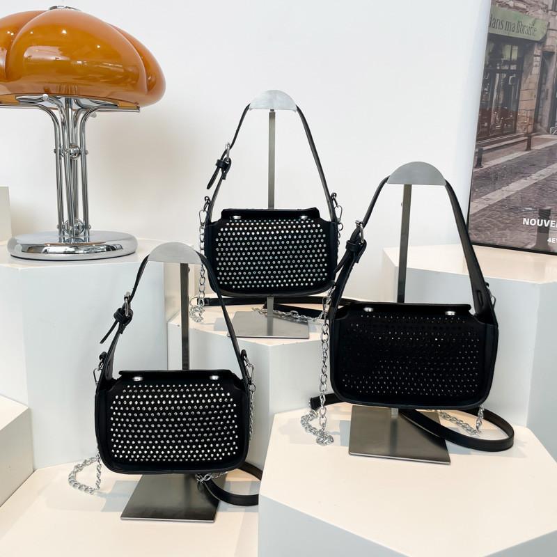 Stylish Simple Rhinestone Embellished Handheld Square Bag For Women 2024 Fashion Trendy Versatile Crossbody And Shoulder Bag