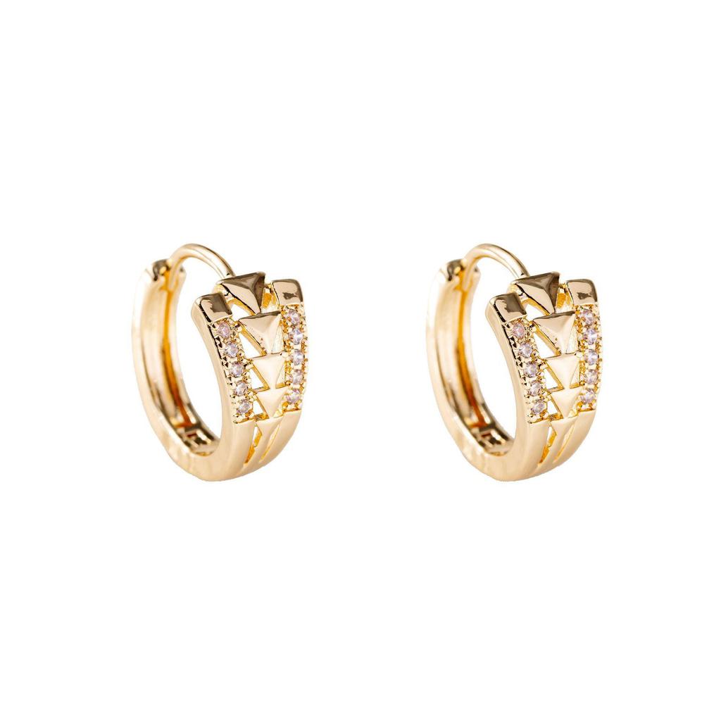 Hip Hop Style Metal Ear Cuff with Hollow Scale Texture and Zirconia - Trendy Unisex Earrings