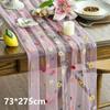 Embroidery Daisy Table Runner Floral Embroidered Lace Tulle Runner Colorful Flower Table Cover For Bridal Shower Birthday Party