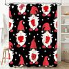 Winter Christmas Gnome Shower Curtain Red And White Gift Box Pattern For Bathroom Decor