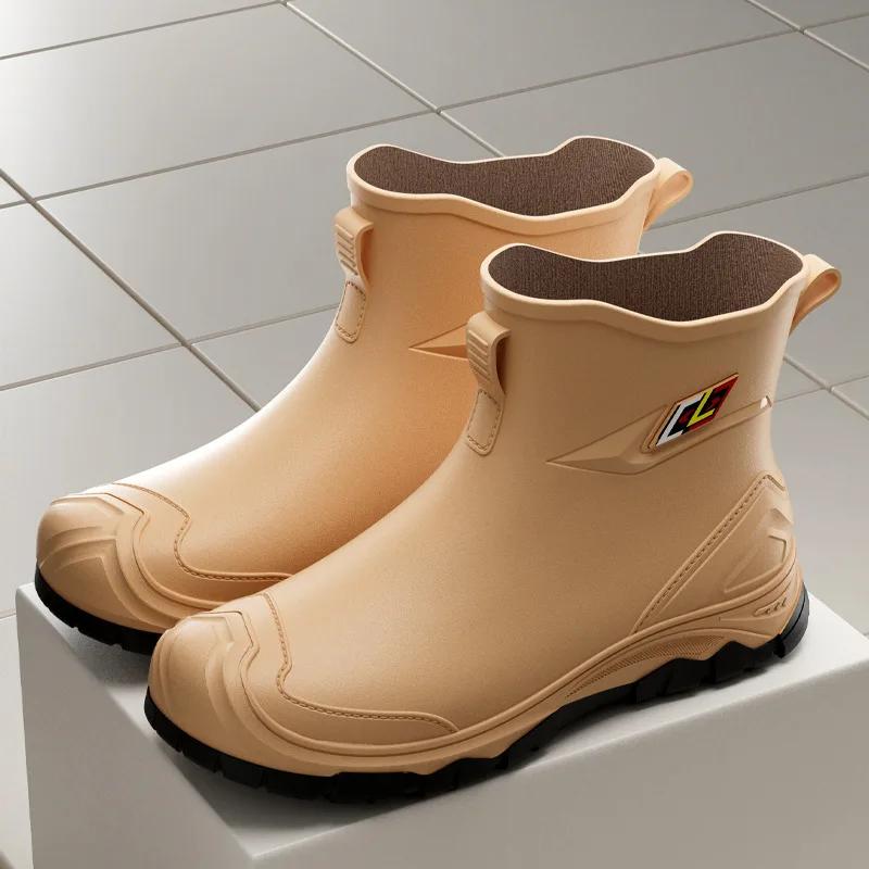 Fashion Trendy Anti-Slip Rain Shoes for Men 2025 Waterproof Short Rain Boots Outdoor Male Water Shoe Garden Hunter Shoes Zapatillas Male