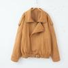 Asymmetrische Bikerjacke für Damen mit Reißverschluss in braunem Wildleder-Look