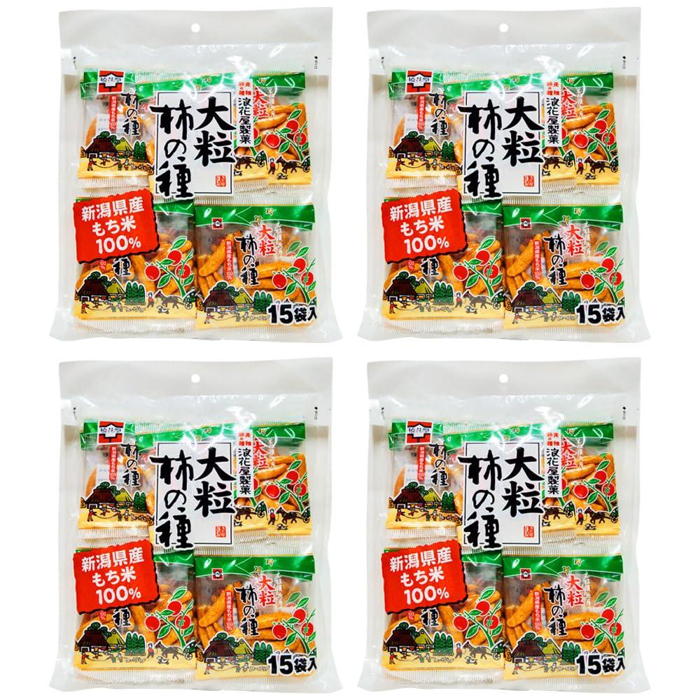 

Naniwaya Seika Large Kakinotane Value Pack of 4 x 15 x 4 Niigata Souvenir (Persimmon Seeds) (10g bags) packs,