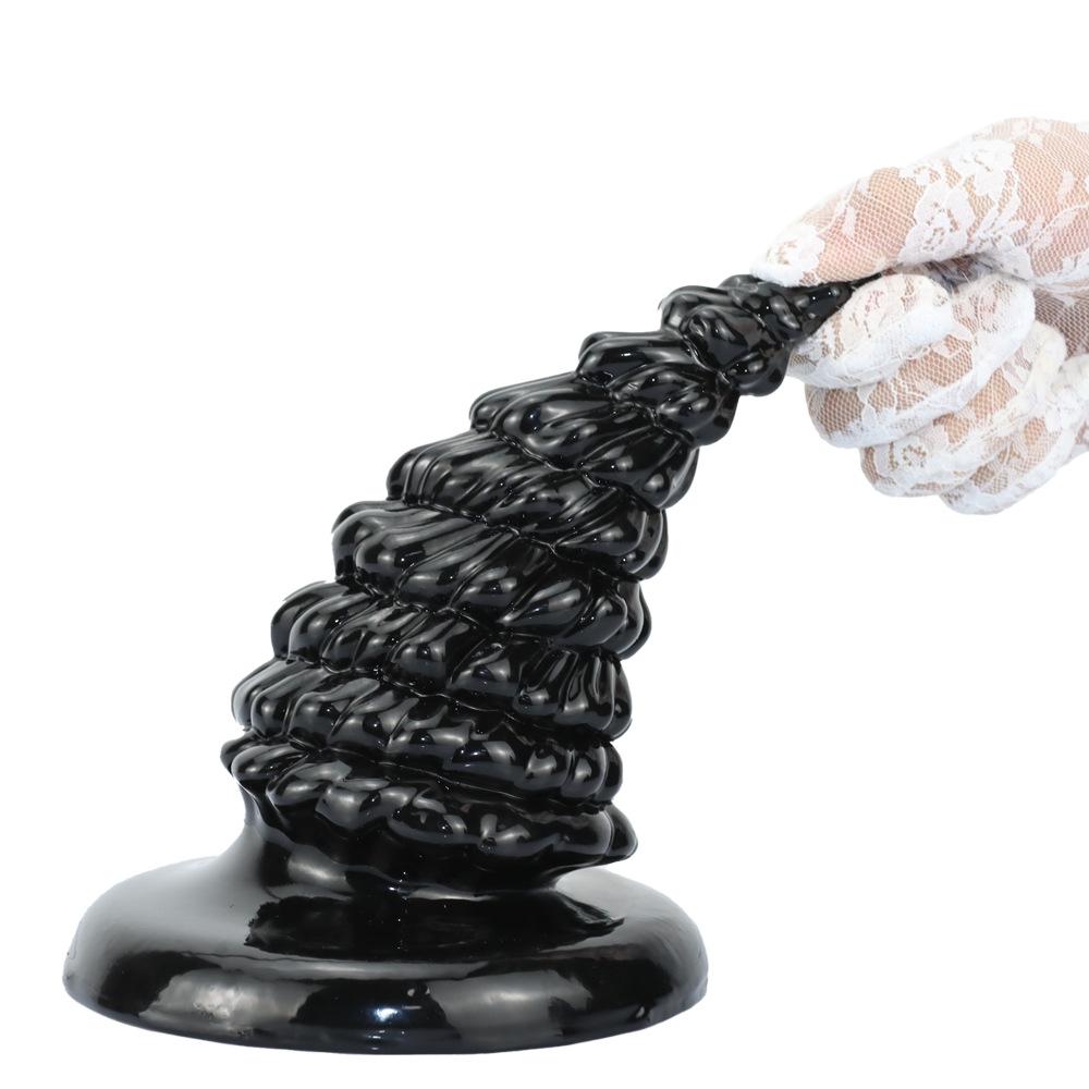 10cm Black Large Anal Plug with Suction Cup - Pointed Dilator Toy