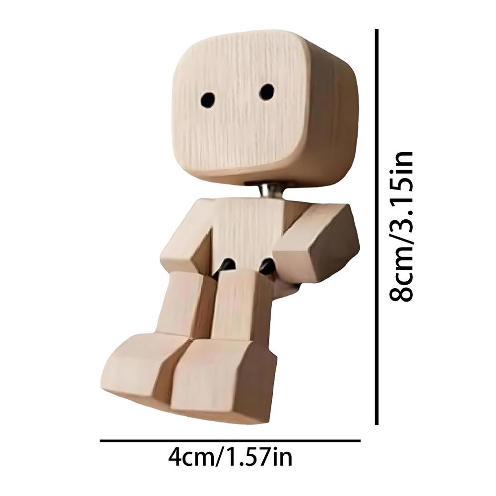 Funny Car Shaking Wooden Man For Dashboard Wood Man Auto Decor Cute Shaking Feet Wooden Doll For Car Interior Figure Accessories