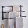 1/2/3 Tiers 60cm Wall Mounted Bathroom Aluminum Alloy Towel Bar Rail Matte Black/Silver Towel Holder Towel Hanger