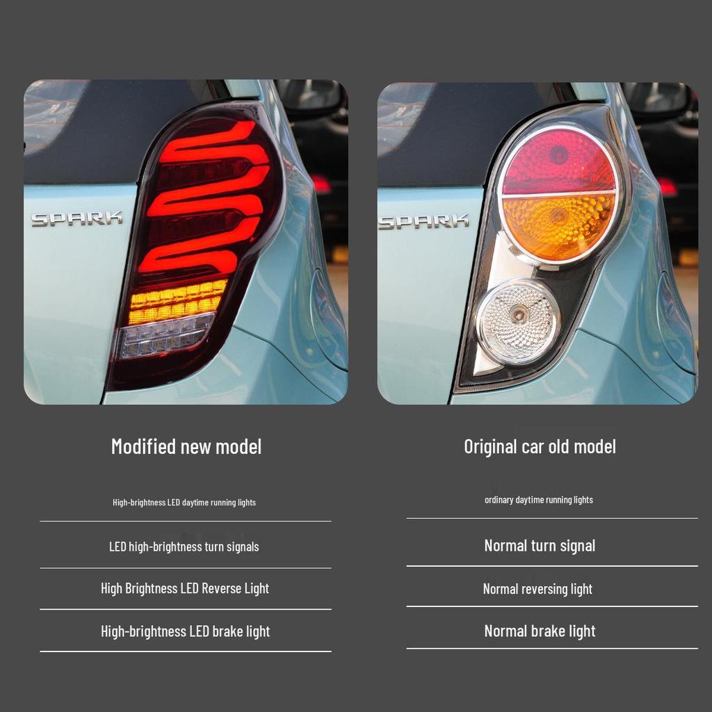 LED Rear Tail Light Assembly with Flowing Turn Signals for 2011-2014 Chevrolet Spark