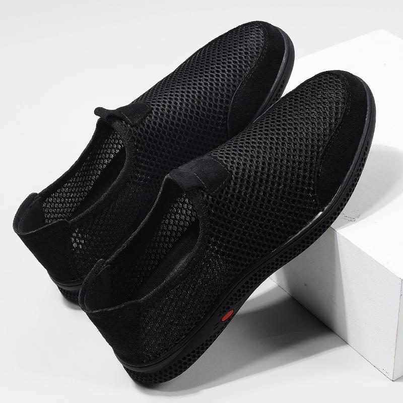 

Модные Новинки Слипоны для Вождения Дышащая Сетка Мужская Обувь Лето Легкие Мужские Лоферы Перфорированные Повседневные Туфли для Вождения 45 чёрный