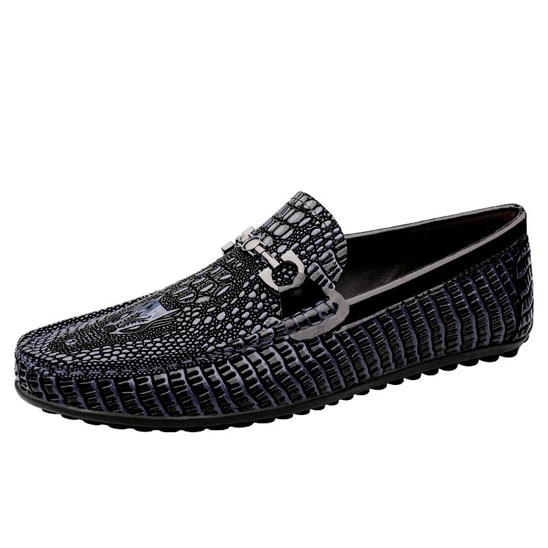 Trend Sequins Mens Shoes Luxury Crocodile Pattern Loafers High-end Designers Genuine Leather Driving Shoes Party Shoes Moccasins