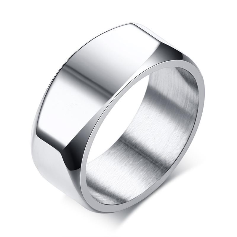 

Men s Flat Top Ring, Stainless Steel Band Four Rings,Male Jewelry 7
