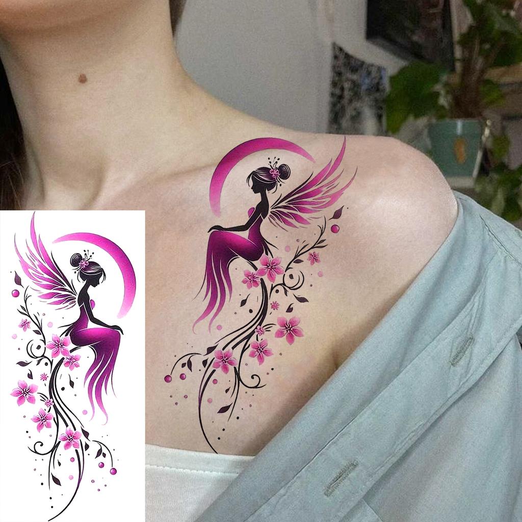 1 Sheet Rose Butterfly Phoenix Temporary Tattoo For Adult Hand Waist, Fake Tatoo Sticker Waterproof Long Lasting Realistic Tatoo