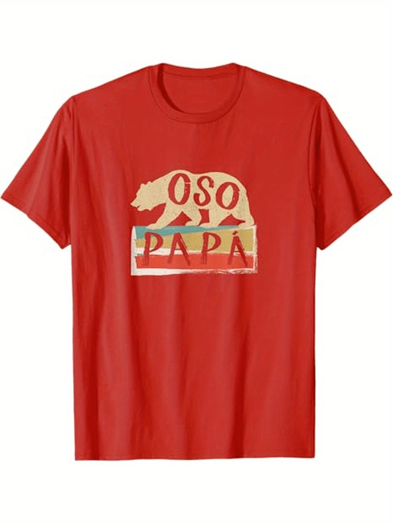 Vintage Spanish Papa Bear Oso Graphic with Retro Papa Bear design100 cotton casual round neck printed mens Tshirt S