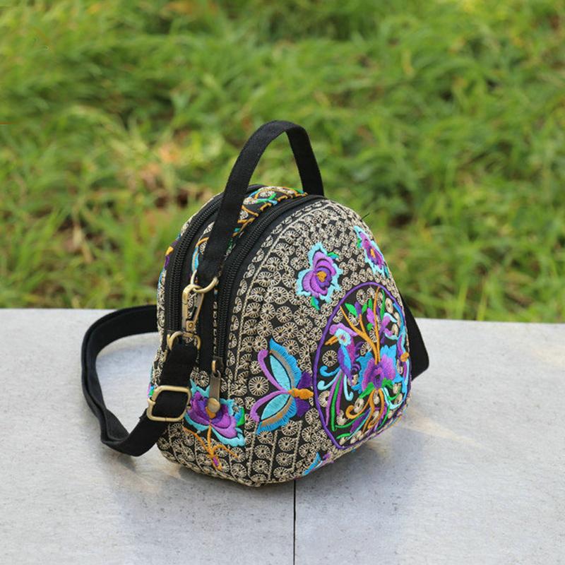 

Женский рюкзак с цветочной вышивкой, летний дорожный наплечный рюкзак, подарок, цветочный рюкзак, рюкзак, богемный 16x9x19cm