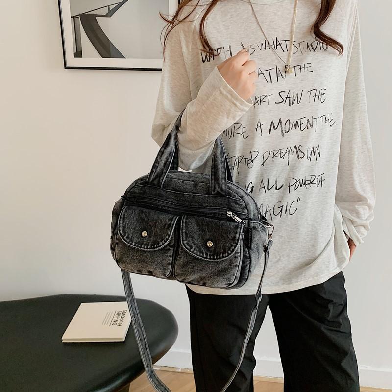 Vintage Denim Women's Bag Large Capacity Stitching Tote Women's Bag