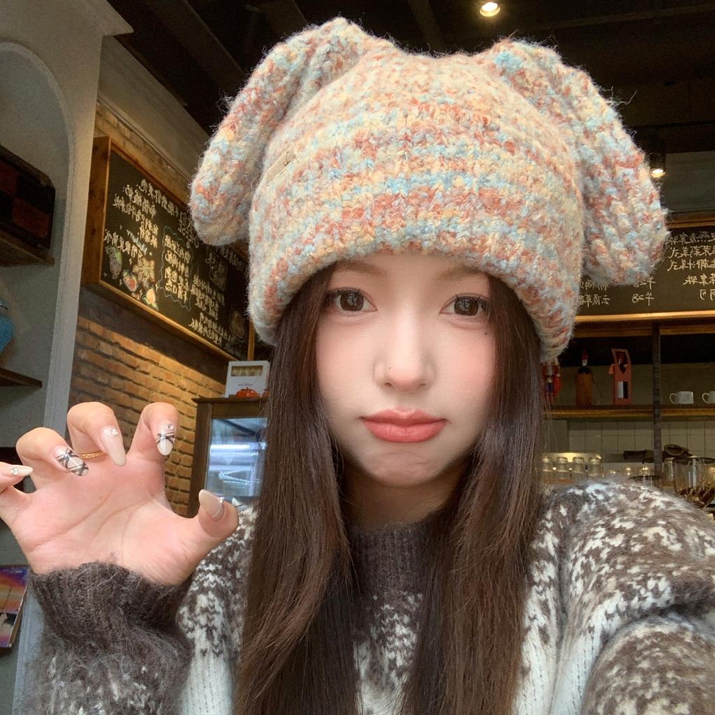 Woolen Hat for Women In Autumn and Winter Large Head Circumference  Small Face  Small Knitted Hat Warm and Cold-proof Baotou Hat