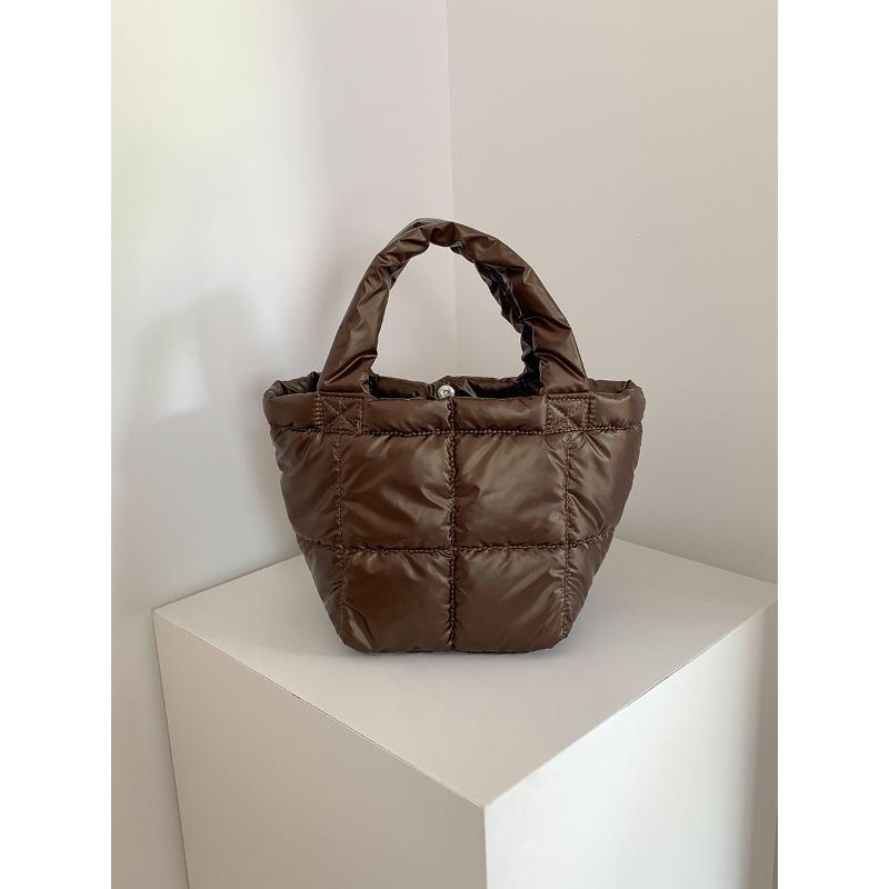 

Сумка-тоут для通勤 женская большой вместимости с высоким чувством класса новая серебристая сумка в клетку хлопковая одежда сумка-облако женская кофейный