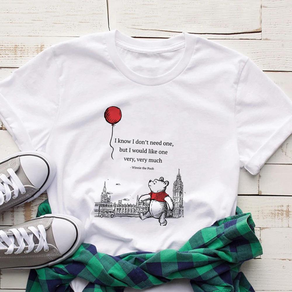 MINISO Disney Winnie The Pooh Women Men T-shirt Cartoon Cute Short Sleeve T Shirts Summer Casual Top T-Shirt Harajuku Clothing