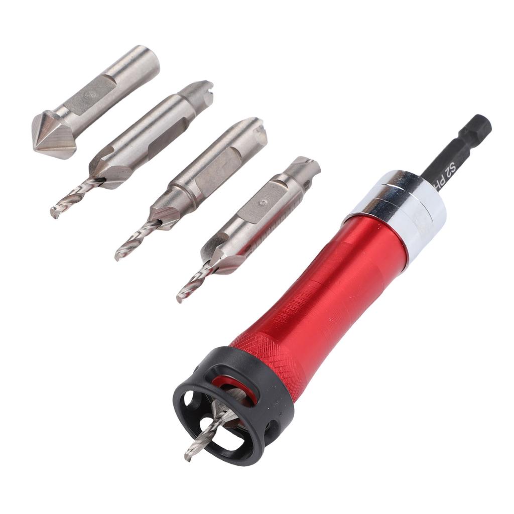 Countersink Drill Bit Set with Depth Stop 1Celsius4 Inch Hex Shank Counter Sink Drill Bits with Chamfer Bit for Woodworking
