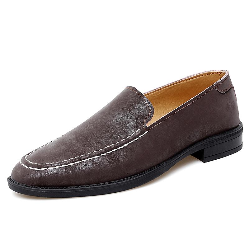 

Модная повседневная обувь для мужчин, удобная обувь для вождения, простые мокасины, офисные туфли на плоской подошве из натуральной кожи, универсальные туфли для светского образа 48 темно-коричневого