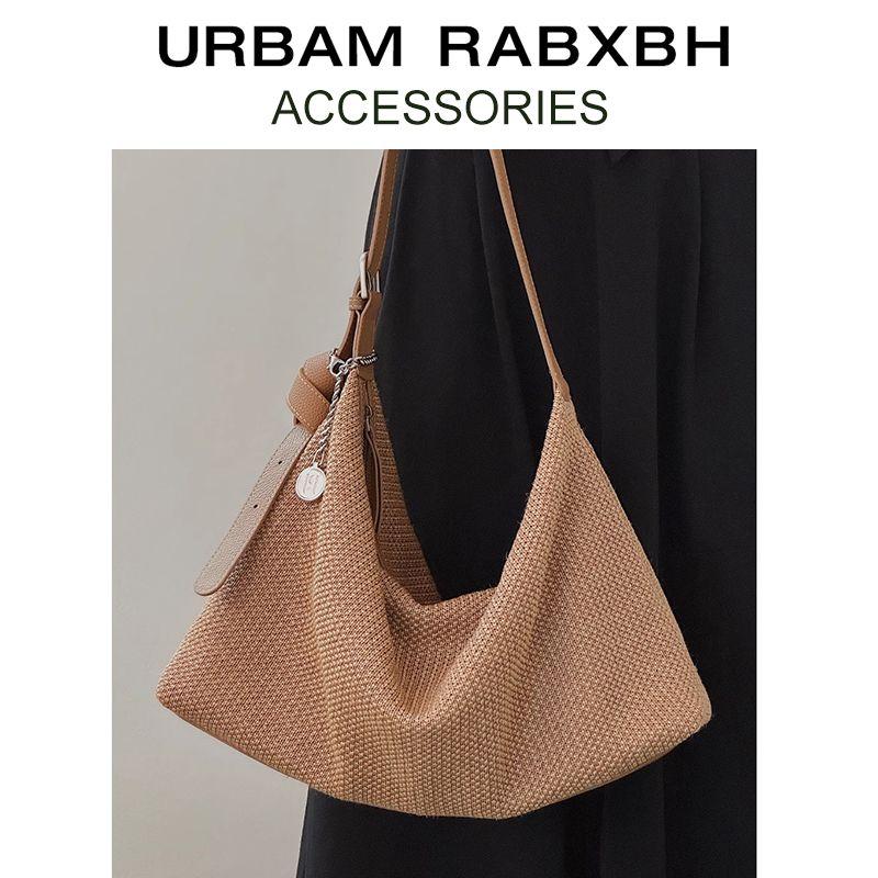 

Idle Style Straw Underarm Bag Women s 2025 Summer New Arrival Casual Weaving Tote Bag Work Clothing Shoulder Messenger Bag Brown large milk tea