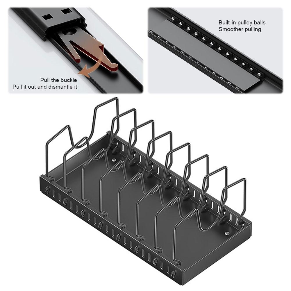 

Pull Out Pot Lid Holder with 8 Adjustable Dividers Sliding Dish Drying Shelf Sliding Lid Holder Pan Rack for Under Cabinet China Mainland