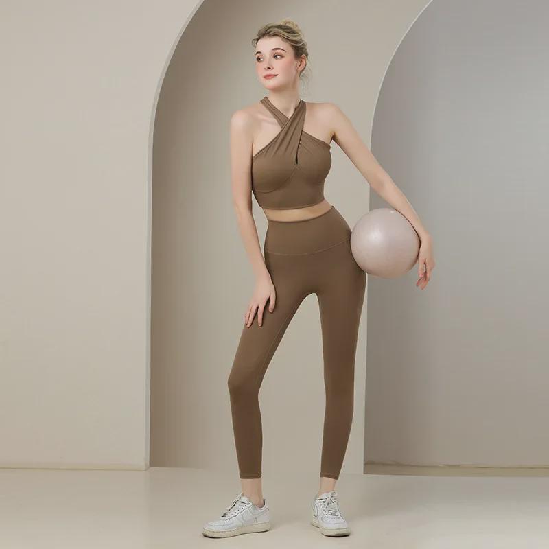 Stoßfester Sport-BH für Damen mit gekreuzten Trägern – Sexy Rücken, geraffte Passform, Yoga-Weste