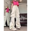 Unisex High-Waist Retro Work Pants, Wide-Leg, Loose-Fit for Spring, Summer, or Autumn