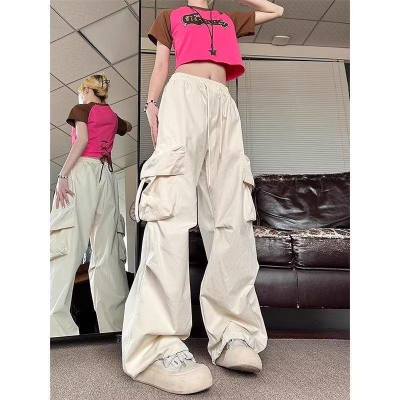 Unisex High-Waist Retro Work Pants, Wide-Leg, Loose-Fit for Spring, Summer, or Autumn