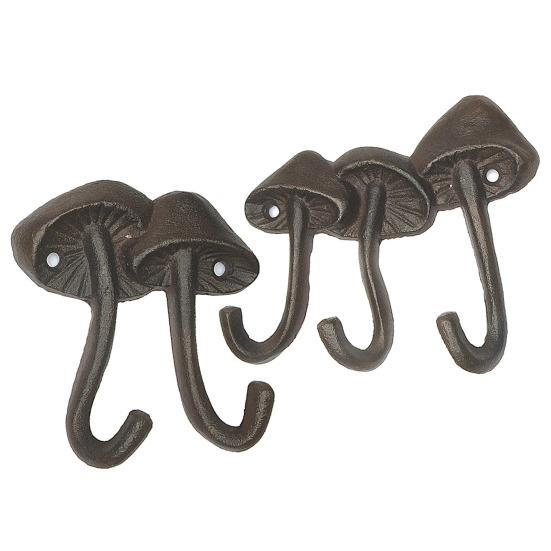 Mushroom Wall Hook Cast Iron Toadstool Key Hanger Nature Inspired Rustic Coat Hook for Entryway Bathroom or Garden Decor