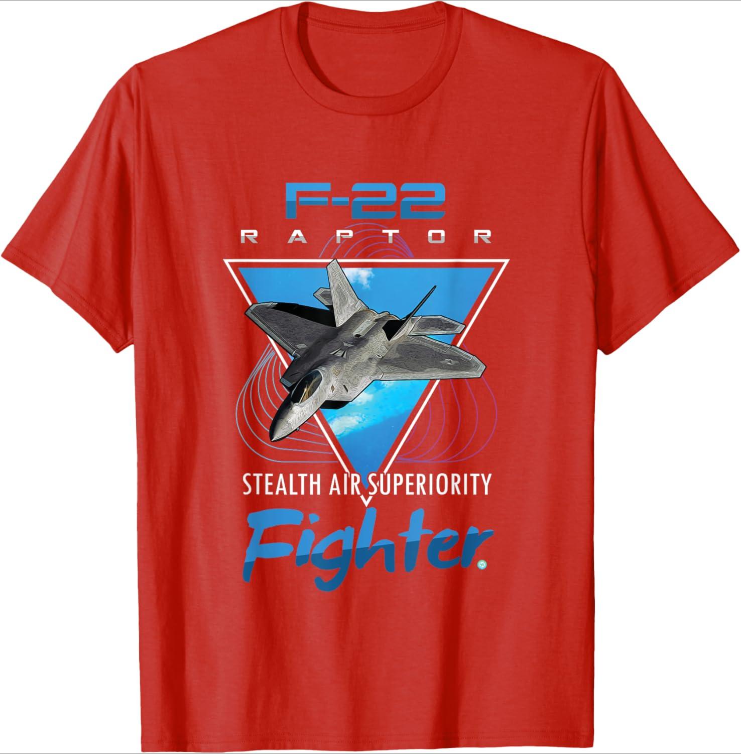 

F22 Raptor Stealth Fighter Jet pattern design100 cotton summer Oneck short sleeve casual printed mens Tshirt S