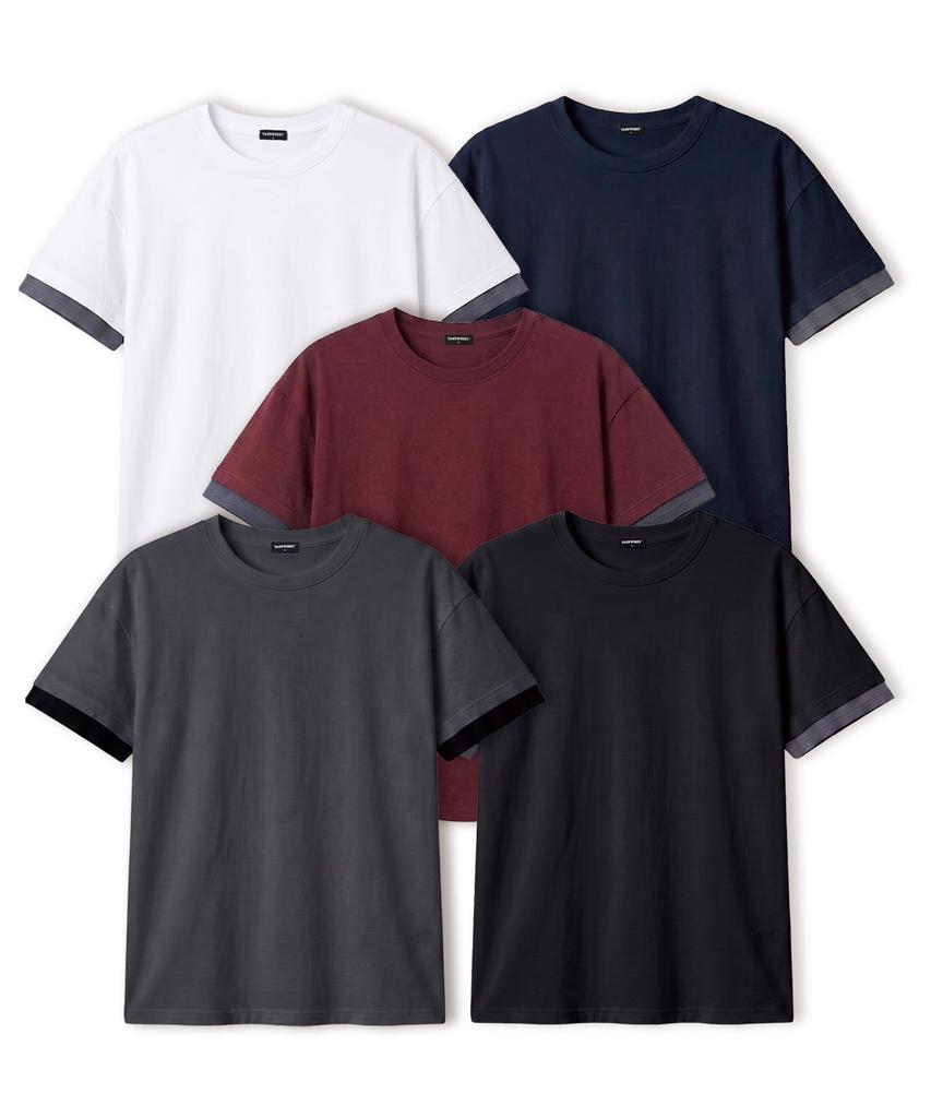 VANNWORKS [Crop] Layered Roll-Up Short Sleeve T-Shirt (Vs0301) Navy