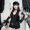 European and American new women's clothing fashion personalized small vest top dark gothic strap waist zipper vest