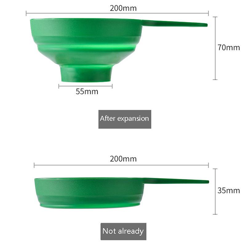 Vikbar teleskopisk plasttratt för bred mun och burkar. Hopfällbar tratt med lång hals. Vätskepåfyllningsgadget. Köksredskap