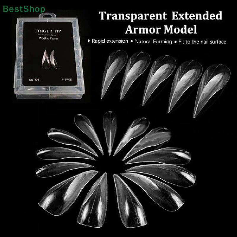 70/140/150ks Typ Ptačí Zob False Nail Tipy Krátké Zakřivené Stiletto Průhledné Měkké Umělé Nehty Prodloužení Pro DIY Nehtové Studio