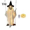 Reusable Fabric Ghost for Trees Halloween Light Up Hanging Decoration, Spooky Large on A Illuminated Decor Store Windows Swing with Witch Hat