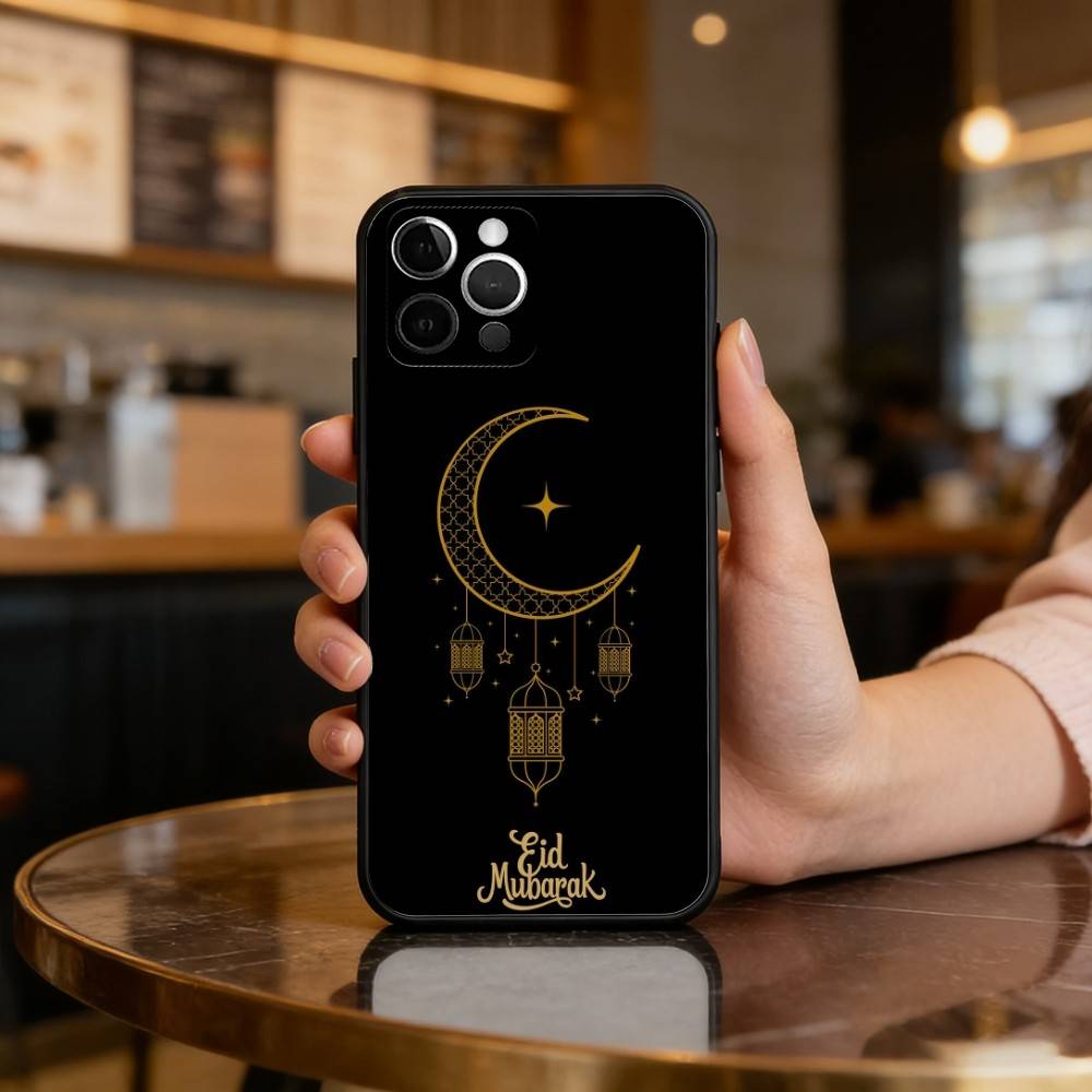 

Eid Mubarak Ramadan Kareem Phone Case For iPhone 17,16,15,14,13,12,11 Plus,Pro Max,Soft Silicone Black Cover iPhone16promax