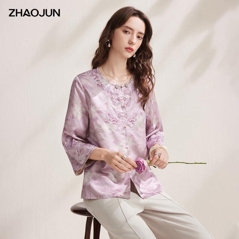 New Chinese Style Embroidered Mulberry Silk Top XL