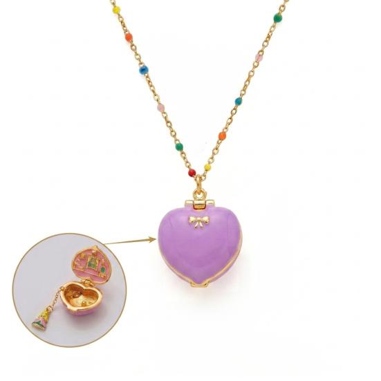 Openable Heart Charm Necklace Heart Box Pendant With Mini Figurine 1 Pc