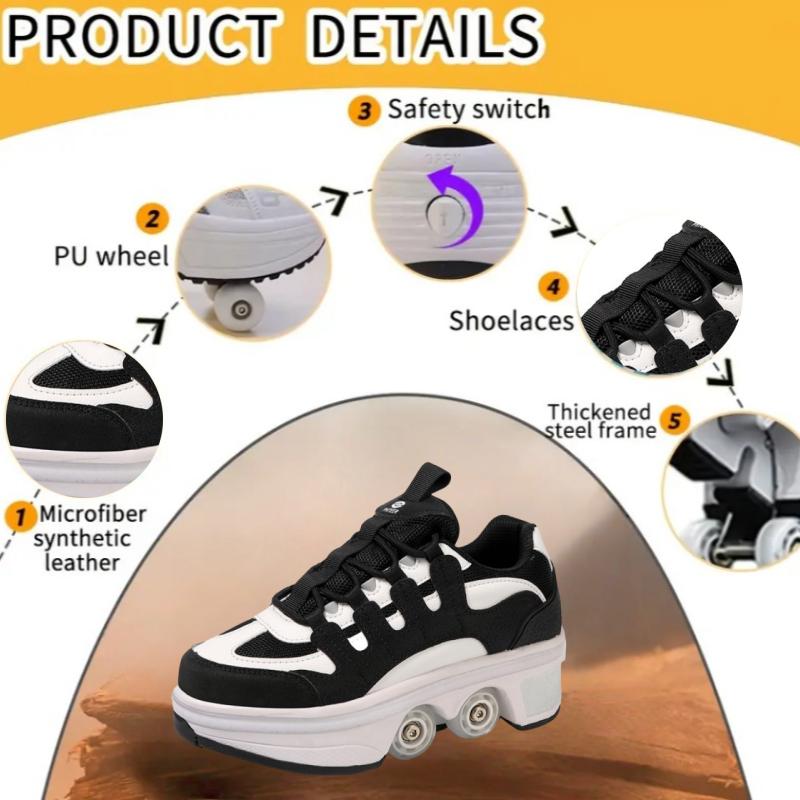 Deformable Roller Skates for Kids 4 Wheels Runaway Parkour Deformation 4-Wheel Roller Skates for Women Men and Adults Youth Gift