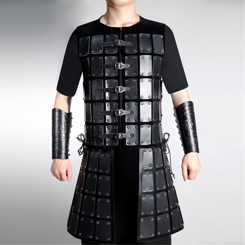 Medieval Faux Leather Waist Armour Double Sides Thigh Armour,Mercenary & Knights Skirt Armour Halloween Cosplay Costume